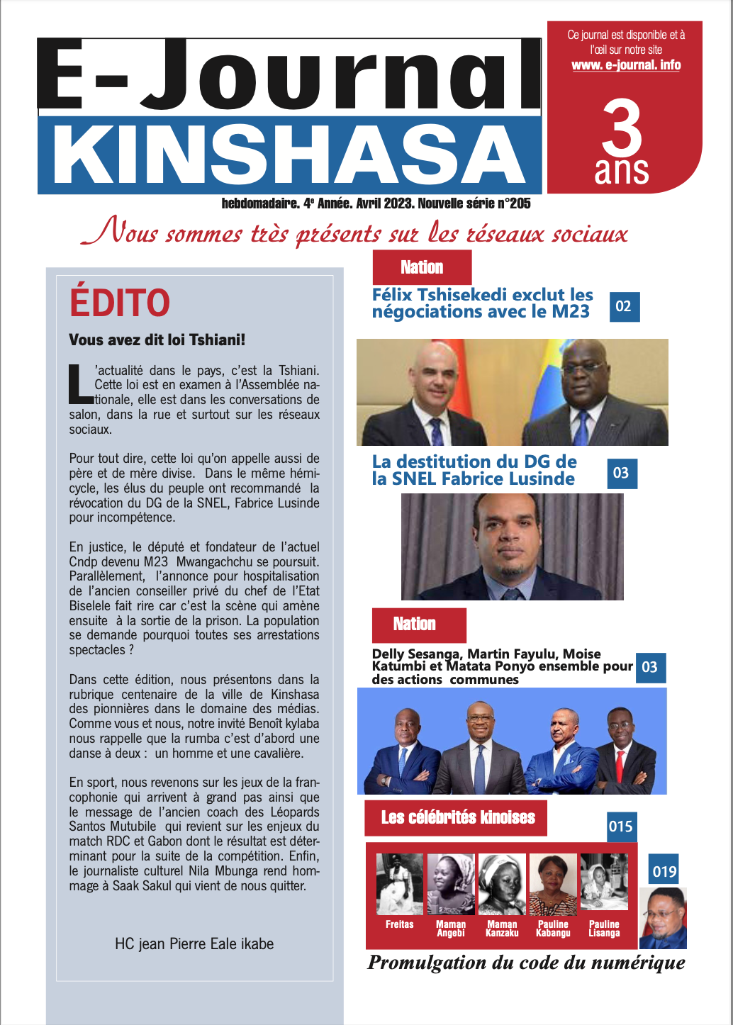 E-journal 15/04/2023 - E-Journal Kinshasa