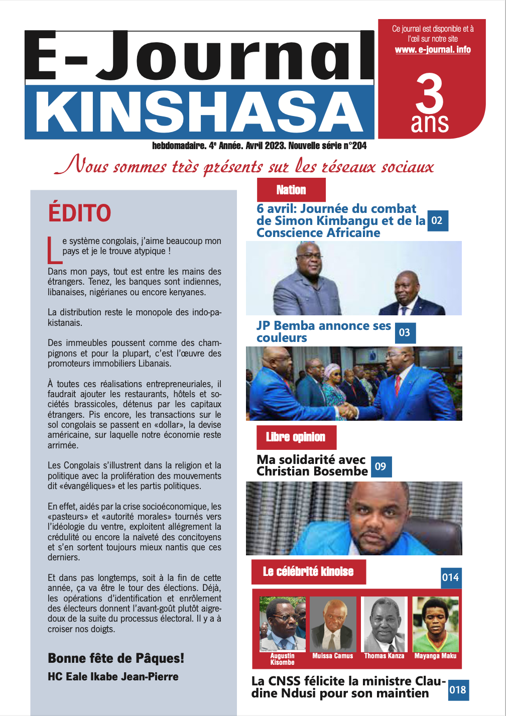 E-journal 08/04/2023 - E-Journal Kinshasa