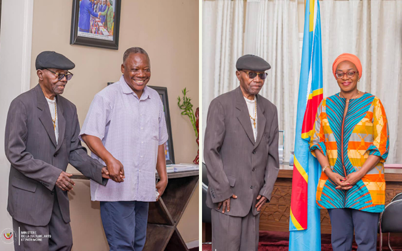 Le doyen Jeannot Bombenga chez la ministre de la culture Yolande Elebe 1