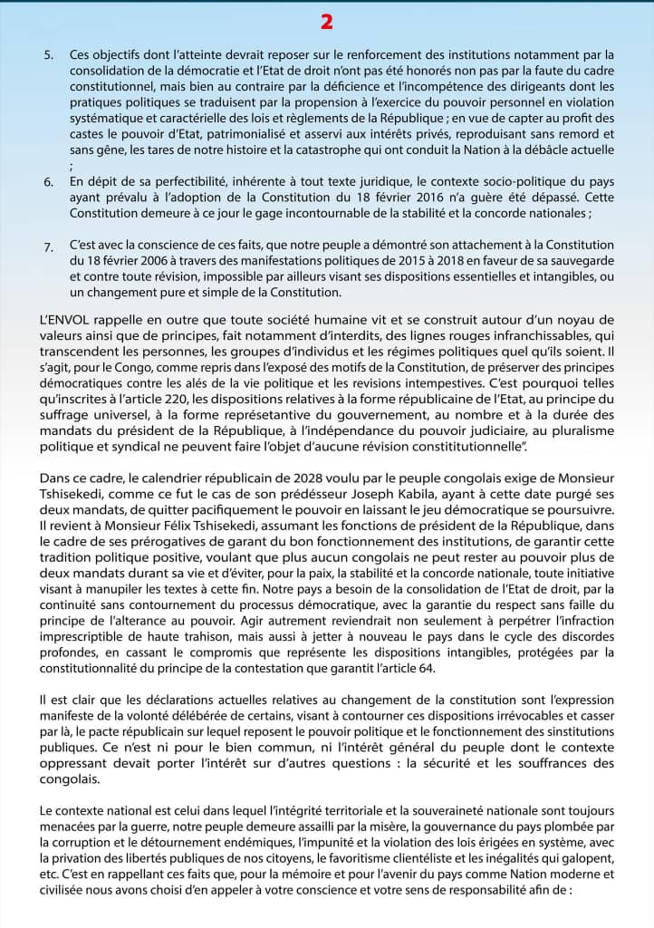 Changement ou révision de la constitution : Le parti Envol lance un appel à la protection de la loi mère. 3