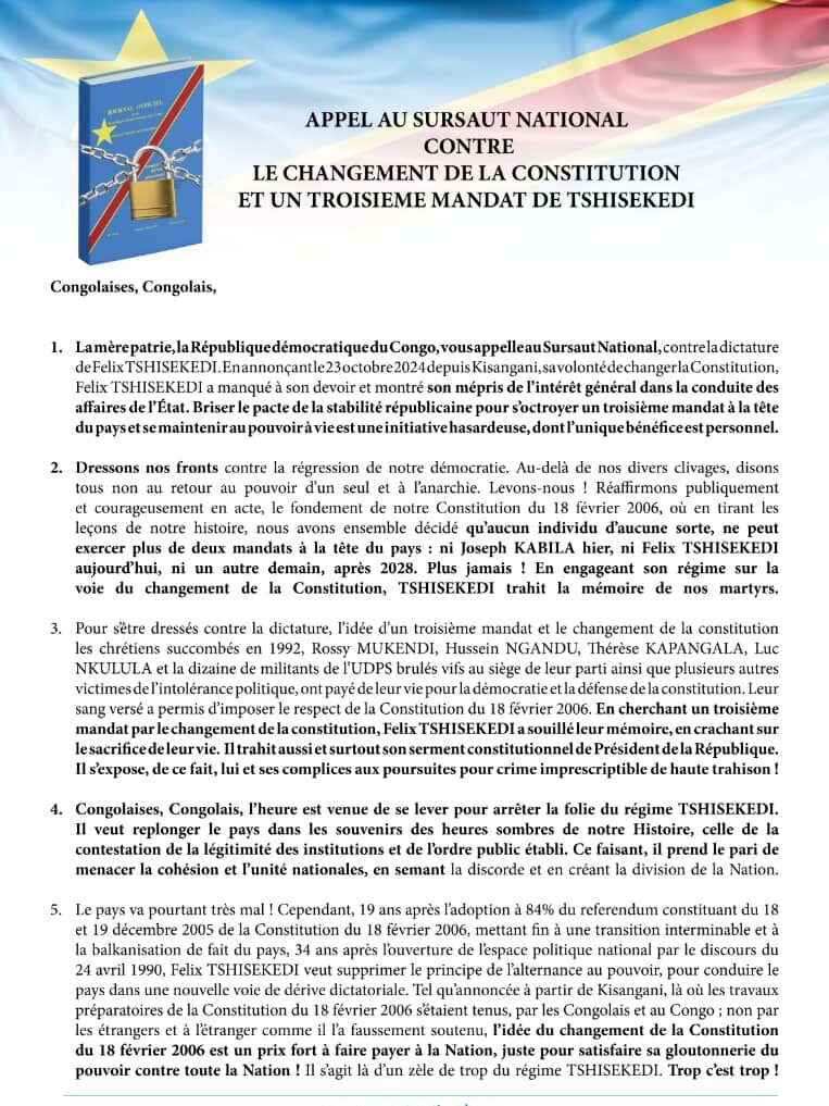 Projet de changement de la constitution de la RD Congo : Delly Sessanga et ses alliés politiques s’opposent avec énergie 2