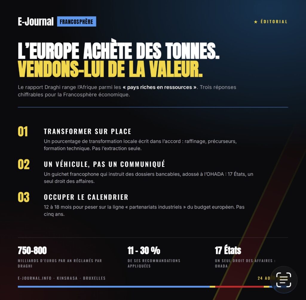 Le rapport Draghi ne parle pas de l'Afrique. Il parle de ce qu'elle contient. 1